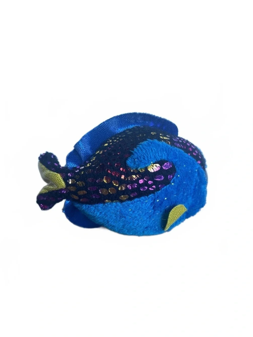 Ty Aqua Blue Fish Keychain Key Clip 4” Mini Plush Glitter Eyes Shiny Skin